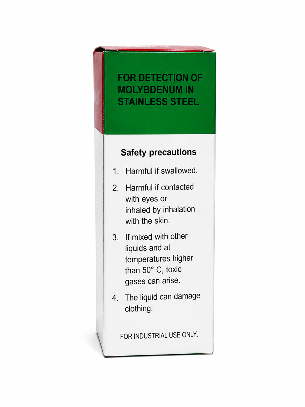 SS testing kit safety precautions and handling instructions label

